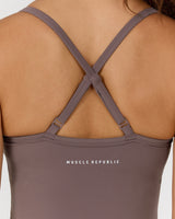 AIRE V NECK CROSS BACK TOP - PEPPERCORN
