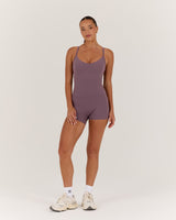 AIRE V NECK CROSS BACK TOP - PLUM