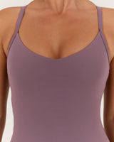 AIRE V NECK CROSS BACK TOP - PLUM