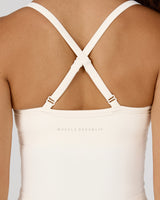 AIRE V NECK CROSS BACK TOP - VANILLA