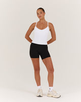 AIRE V NECK CROSS BACK TOP - WHITE