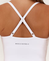 AIRE V NECK CROSS BACK TOP - WHITE