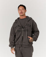 ALUMNI ZIP UP HOODIE - FADED CHAR