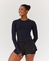 ASPIRE LONG SLEEVE RUNNING TOP - BLACK