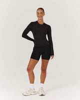 ATHLEISURE LONG SLEEVE TOP - BLACK