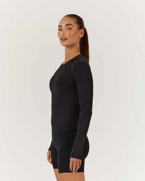 ATHLEISURE LONG SLEEVE TOP - BLACK