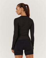 ATHLEISURE LONG SLEEVE TOP - BLACK