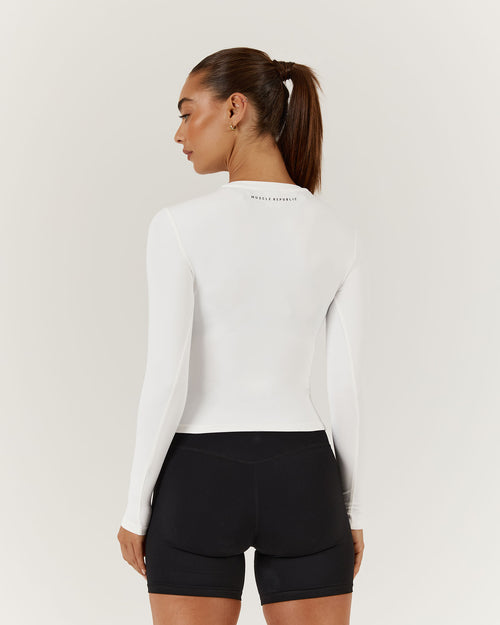 ATHLEISURE LONG SLEEVE TOP - OFF WHITE