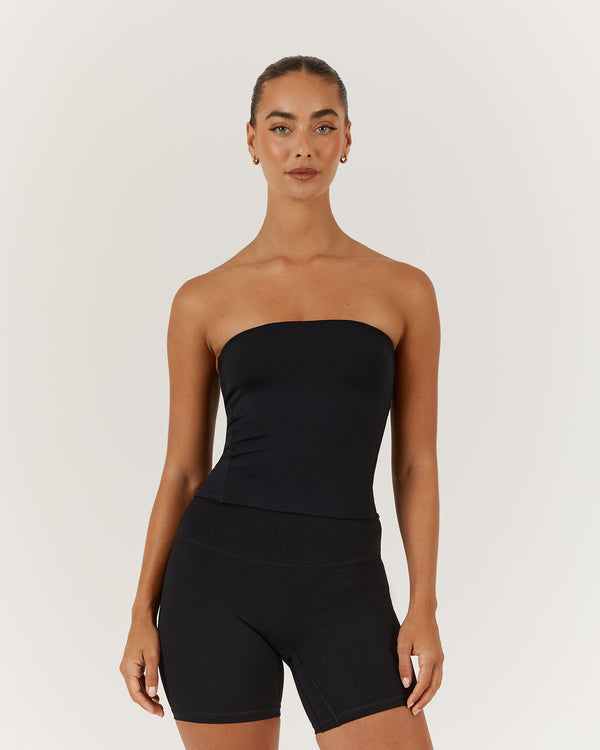 ATHLEISURE TUBE TOP - BLACK