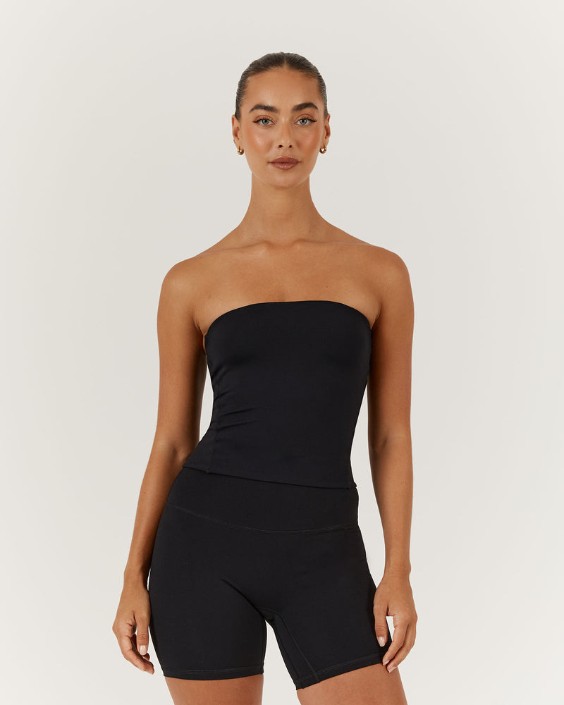 ATHLEISURE TUBE TOP - BLACK