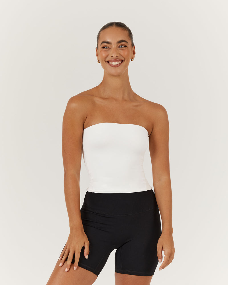 ATHLEISURE TUBE TOP - WHITE