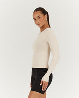 ATHLEISURE LONG SLEEVE TOP - CREME