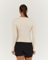 ATHLEISURE LONG SLEEVE TOP - CREME