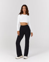 ATHLEISURE TWIST BACK LONG SLEEVE TOP - WHITE