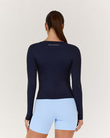 ATHLEISURE V LONG SLEEVE TOP - DEEP NAVY