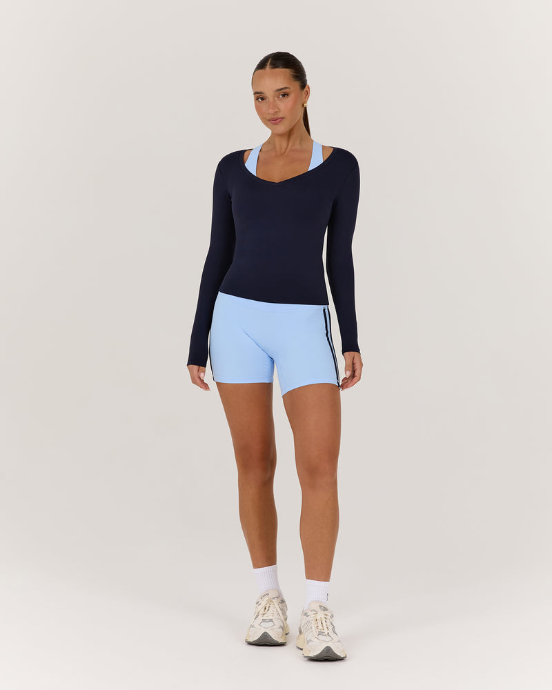 ATHLEISURE V LONG SLEEVE TOP - DEEP NAVY