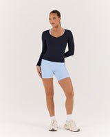 ATHLEISURE V LONG SLEEVE TOP - DEEP NAVY