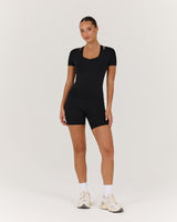 ATHLEISURE V TOP - BLACK