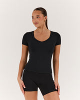 ATHLEISURE V TOP - BLACK