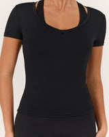 ATHLEISURE V TOP - BLACK
