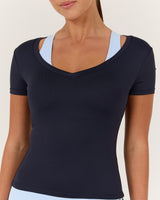 ATHLEISURE V TOP - DEEP NAVY