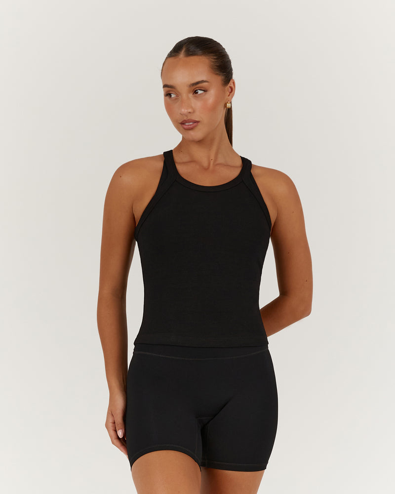 AGILITY RIBBED TANK TOP - BLACK