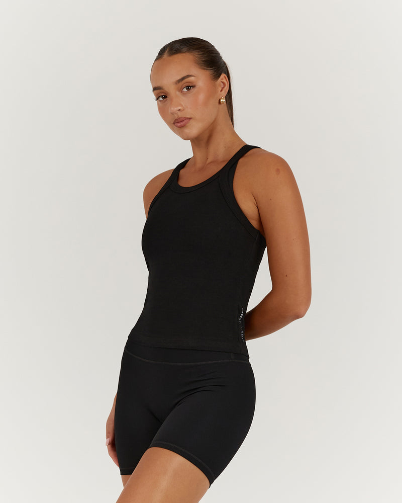 AGILITY RIBBED TANK TOP - BLACK