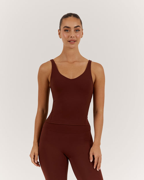 LUXE BROOKE LONGLINE TOP - CHOCOLATE