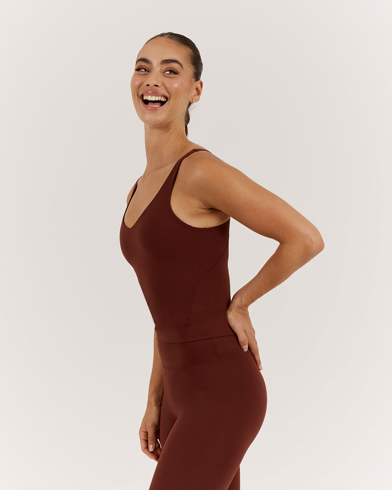 LUXE BROOKE LONGLINE TOP - CHOCOLATE