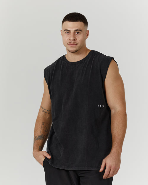 MEN'S OVERSIZED TANK - WASHED BLACK