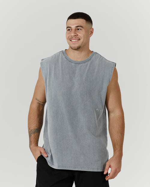 MEN'S OVERSIZED TANK - WASHED GREY