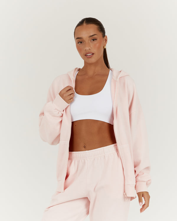 CAMPUS ZIP UP HOODIE - BLUSH