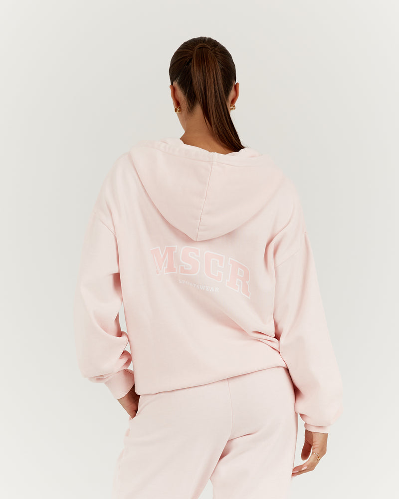 CAMPUS ZIP UP HOODIE - BLUSH