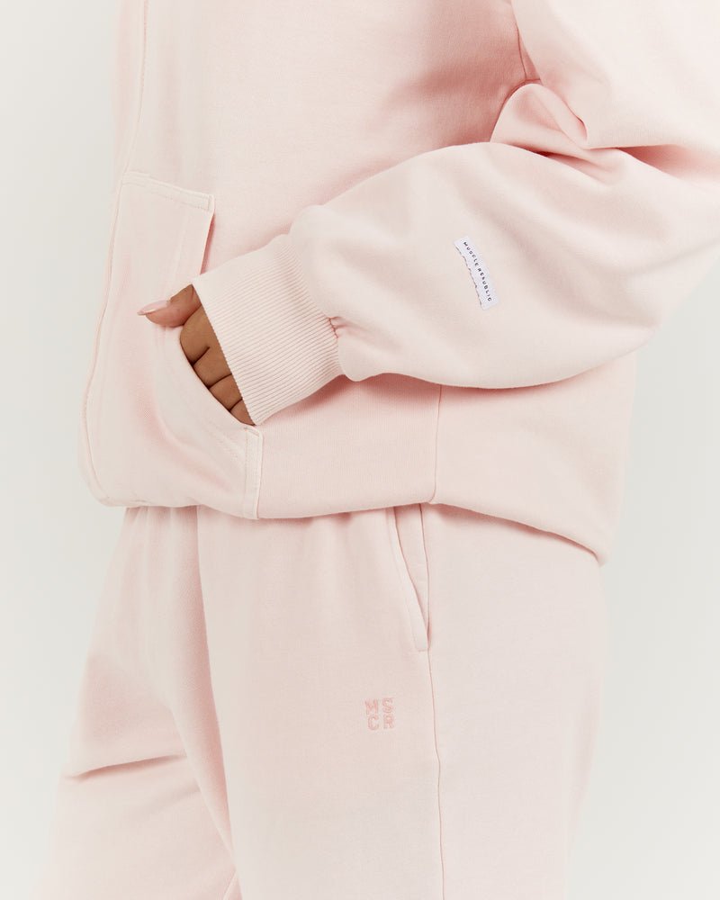 CAMPUS ZIP UP HOODIE - BLUSH