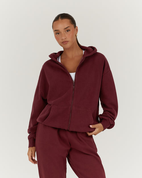 CAMPUS ZIP UP HOODIE - PORT