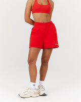 TERRY CASUAL SHORTS - FIERY RED