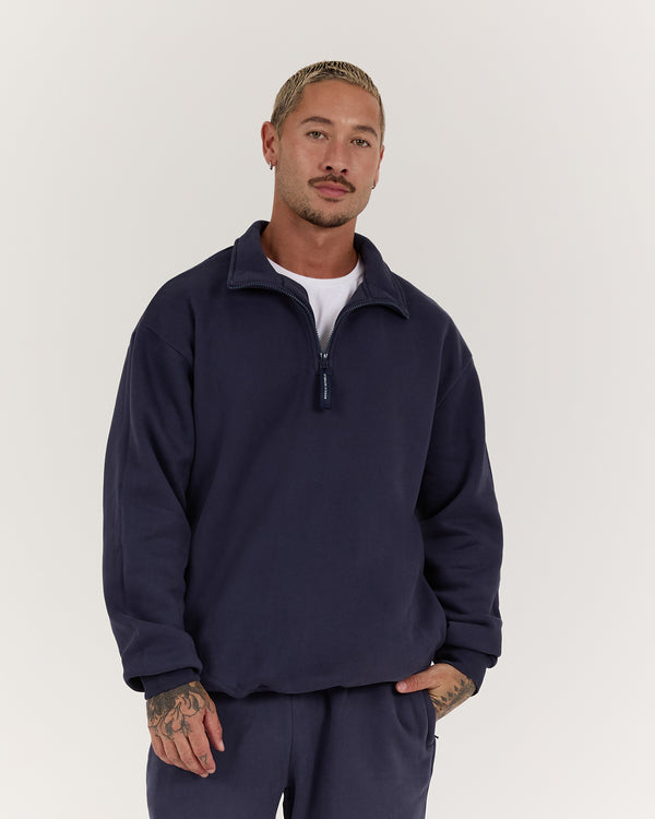 CLASSIC QUARTER ZIP JUMPER - OXFORD