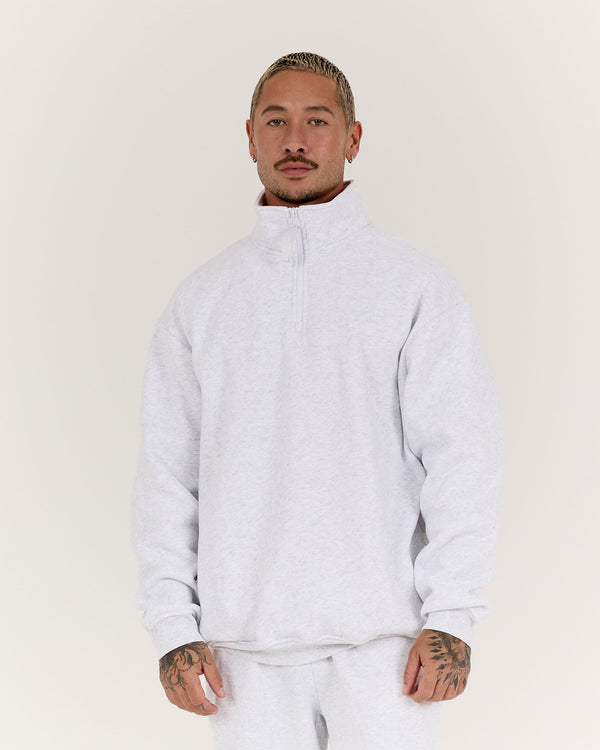 CLASSIC QUARTER ZIP JUMPER - SNOW GREY