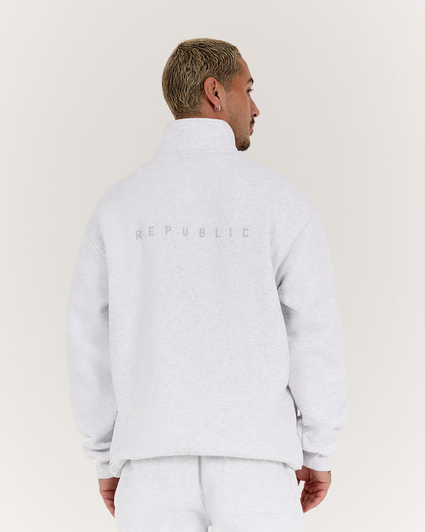 CLASSIC QUARTER ZIP JUMPER - SNOW GREY