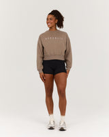 CLASSIC BOXY CREW JUMPER - COFFEE
