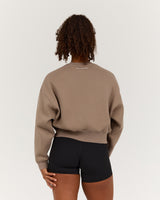 CLASSIC BOXY CREW JUMPER - COFFEE