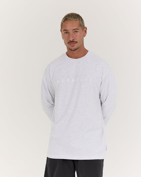 CLASSIC TONAL LONG SLEEVE TEE - SNOW GREY