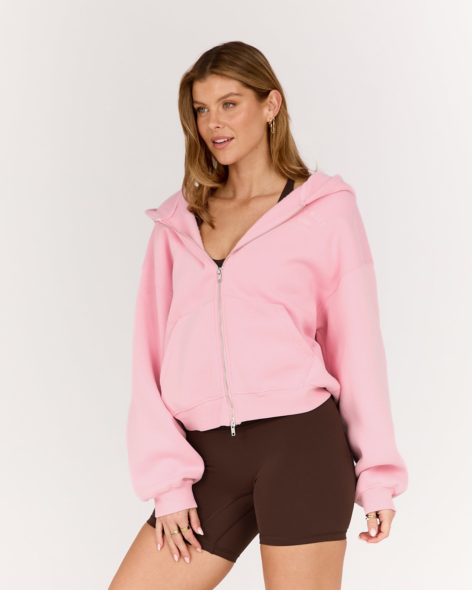 CLUB MSCR HEAVYWEIGHT ZIP UP HOODIE - LIGHT POP PINK – MUSCLE REPUBLIC