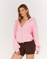 CLUB MSCR HEAVYWEIGHT ZIP UP HOODIE - LIGHT POP PINK