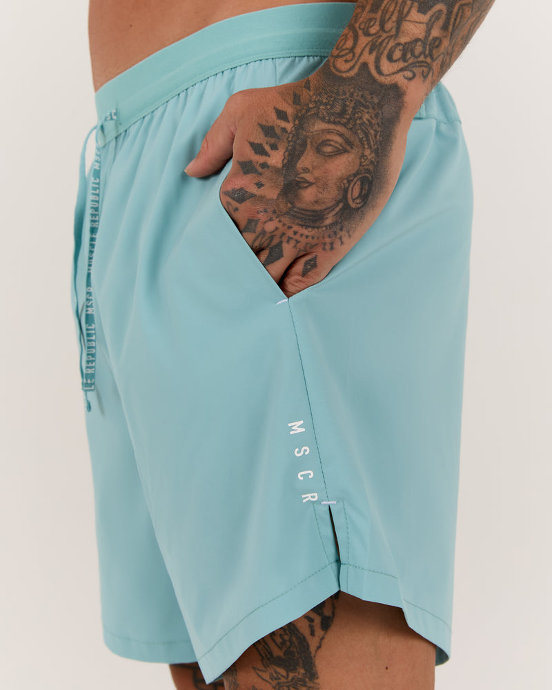COMPOUND SHORTS 5" - AQUA