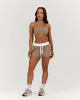 CONTRAST WOVEN SHORTS - LILLY TAUPE WHITE