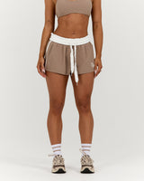 CONTRAST WOVEN SHORTS - LILLY TAUPE WHITE