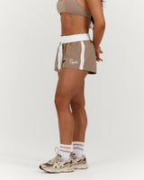 CONTRAST WOVEN SHORTS - LILLY TAUPE WHITE