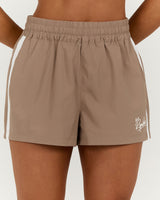 CONTRAST WOVEN SHORTS - LILLY TAUPE WHITE