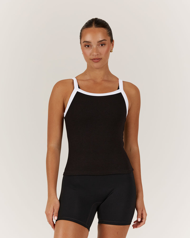 CONTROL RIBBED TANK TOP - BLACK